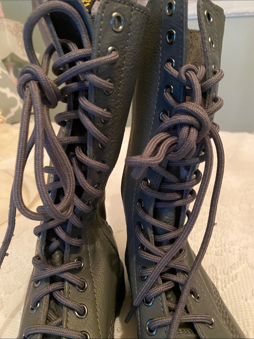 Dr. Martens Gray Tall Lace-Up Combat Boots - Picture 13 of 16